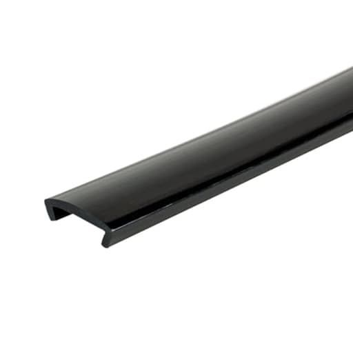Plastics 3/4'' Flexible PVC U Channel Moulding | High-Gloss Black Furniture Edging | 25 Foot Coil