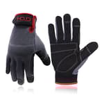 Mens Work Gloves Touch screen, Synthetic Leather Utility Gloves, Flexible Breathable Fit- Padded Knuckles & Palm