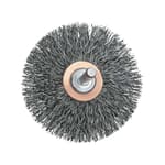 Small wire wheel — 3 in diameter, 1/4 in arbor (.014 in crimped carbon wire)