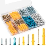 Drywall Anchors and Screws Assortment Kit 270PCS, 135 Plastic Dry Wall Expansion Anchors and 135 Philips Flat Head Wood Screws, 5 Sizes Wall Hanging Kit for Art Decor, Replaces Picture Nails