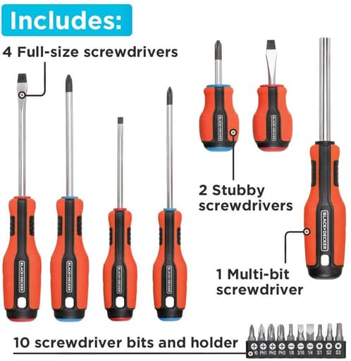 17 pc. Screwdriver Set, Magnetic, Color-Coded Handles