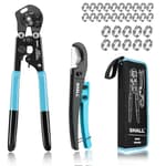 2-IN-1 Pex Crimping Clamp Cinch & Remove Tool with Pipe Hose Cutter, Pex Pipe Fitting Crimper Tool Kit for 3/8" to 1" Stainless Steel Clamps Including 20pcs 1/2", 10pcs 3/4" Clamps & Storage Bag