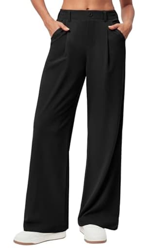 Wide Leg Pants Woman Stretchy Work Dress Pants Women Pull on Business Casual Slacks Trousers Fall Outfits 26"/28"