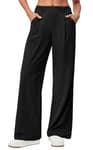 Wide Leg Pants Woman Stretchy Work Dress Pants Women Pull on Business Casual Slacks Trousers Fall Outfits 26"/28"