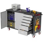 55" W Rolling Workbench with 6 Drawers and Storage Cabinet,1000 LB Capacity Heavy Duty Work Bench with Pegboard and Adjustable Shelf,Garage Workbench with Wheels for Repair Shop/Workshop