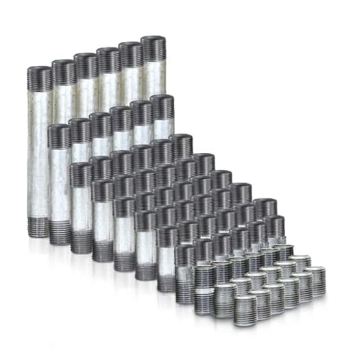 Inc - 3/4 inch x 66 Industrial Steel Galvanized Pipe Assorted Pack – Includes 3/4" Galvanized Threaded Pipe Nipples and Fittings, Perfect for DIY Home Furniture, Decor, and Shelving