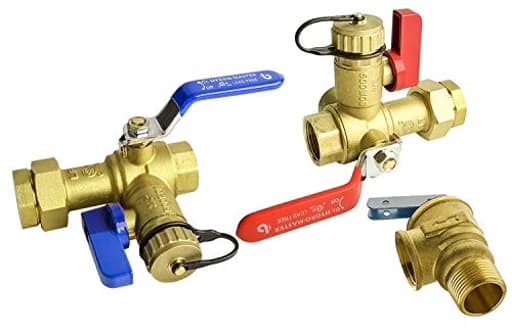 Tankless Water Heater Service Valve Kit with Pressure Relief Valve 3/4-Inch IPS Isolator Clean Brass
