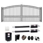 14x6 Prague Dual Swing Driveway Gate with Opener Kit, Anti-Rust Galvanized Steel, Outdoor Security Fence - DG14PARD