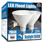 Par38 led Flood Lights Outdoor Light Bulb 2 Pack,Dimmable 5000K Daylight 1800LM,20W Replace up to 200W,Outdoor Flood Light Bulbs for Backyard,Garage,Porch,Garden