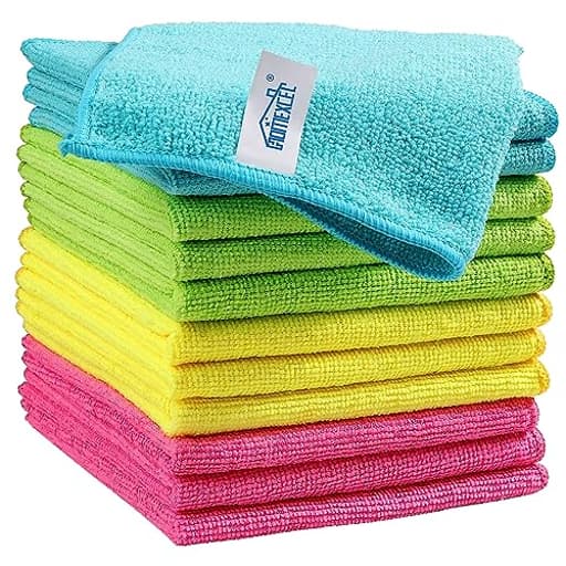 Microfiber Cleaning Cloth,12 Pack Cleaning Rags, Cleaning Towels with 4 Color Assorted, 11.5"X11.5"