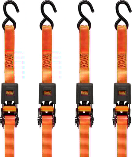 1" x 12' Ratchet Tie Down Straps with Padded Handles (1,500 lb Break Strength), 4 Pack