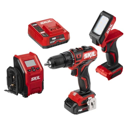 Brushless 12V 3-Tool Combo Kit: Drill Driver, Inflator & Area Light