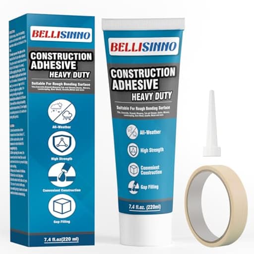Construction Adhesive Heavy Duty, Cement Glue for Concrete, Floor, Wall, Stone, Wood and More, 7.4 Ounce Tile Squeeze Tube, Suitable for Rough Bonding Surface