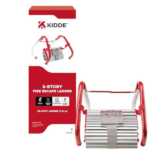 Fire Escape Ladder, 3-Story Rope Ladder, Extends to 25-Feet, Anti-Slip Rungs