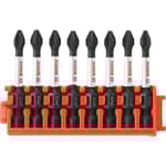 8-Pc Impact Tough Phillips P2 2" Power Bits with Clip