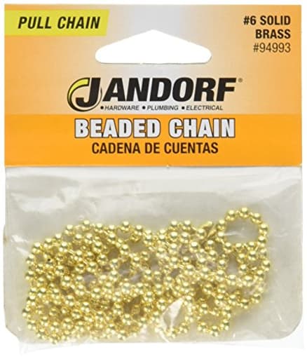 Specialty Hardware 94993 Number-6 Beaded Chain with Connector, Solid Brass, 3-Feet