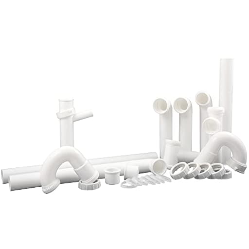 Waxman PlumbCraft 27-Piece Complete Kitchen Sink Drain Repair Kit 7027010N, Various Kitchen Drain Pipes for Repairs to Problem Areas, Drain Assembly for Multiple Sink Pipe Options