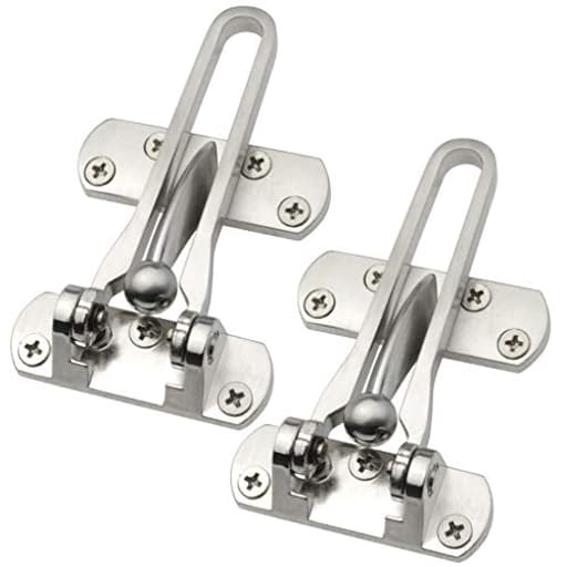 Home Security Door Lock, 2 Pack Latch Guard Clasp Front Door Locks for Kids, Home Reinforcement Lock for Swing-in Doors, Hotel Door Latches, Thicken Solid Aluminium Alloy, Satin Nickel