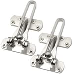 Home Security Door Lock, 2 Pack Latch Guard Clasp Front Door Locks for Kids, Home Reinforcement Lock for Swing-in Doors, Hotel Door Latches, Thicken Solid Aluminium Alloy, Satin Nickel