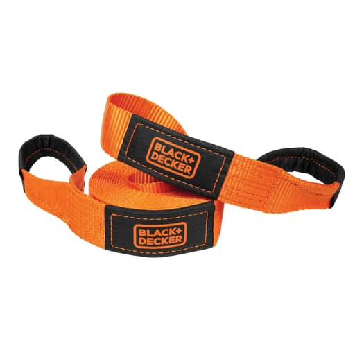 Black/Orange 2" x 20' Recovery Strap - Light-Duty (9,000 lb Break Strength) for Emergency Off-Road Towing