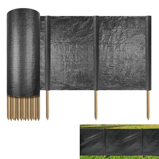 Silt Fence with Stakes - 200 x 3ft, Black Erosion Silt Fence Fabric Including 20 Wooden Stakes, Heavy Duty Silt Fencing Erosion Barrier for Construction Sites, Farms, Landscape, Yards