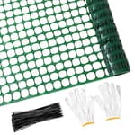 Plastic Mesh Fence Safety Fence, 4'x100' Roll with 100 Zip Ties, Resuable Temporary Netting for Garden Fencing, Construction, Snow Fencing, Animal Barrier, Poultry, Deer, Patio, Green
