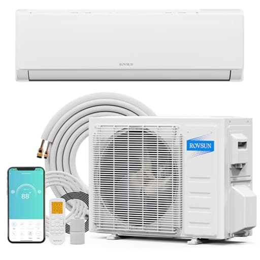 9000 BTU Wifi Enabled Mini Split Air Conditioner & Heater with Inverter, 19 SEER2 Energy Saving 115V Ductless Split AC Unit with Pre-Charged Condenser, Heat Pump & Installation Kit