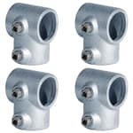 4 PCS Single-Socket 90° Tee Structural Pipe Fitting, Fits 1" Nominal Galvanized Steel Pipe (Actual OD: 1.315"), Ductile Cast Iron