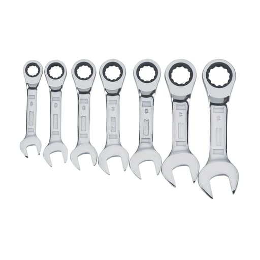 7 Piece Stubby Ratcheting Metric Wrench Set