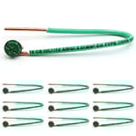 (Pack of 10) 12 AWG Solid Copper Ground Wire with Green Ground Screws – 6.5" Edge-Stripped Grounding Wire, 5/8" Strip, 10-32 x 3/8" Captive Green Screws for Electrical Boxes