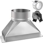 3-1/4" x 10" to 6" Rectangular to Round Duct Transition Adapter Reducer, Galvanized Steel Fittings for Microwave Vent Kit, Range Hood, HVAC Exhaust Ducting, Includes Foil Tape & Gloves
