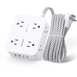 Surge Protector Power Strip - HANYCONY 8 Outlets 4 USB (2 USB C) Charging Ports, Multi Plug Outlet Extender, 5Ft Braided Extension Cord, Flat Plug Wall Mount Desk Charging Station for Home Office ETL