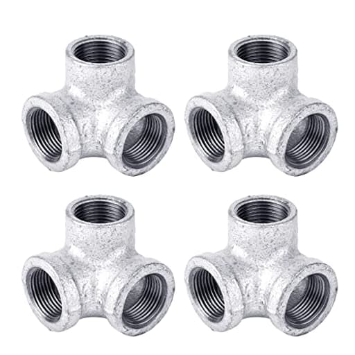 PIPE DÉCOR 3/4 in. Authentic Galvanized Steel Side Outlet Elbow, 4 Pack, for DIY Pipe Furniture Building