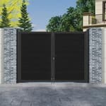 6ft(H)*8ft(W) Wood Plastic Composite Gate for Privacy Fence, Double Fence Gate with Metal Frame and Knob Kits, Black