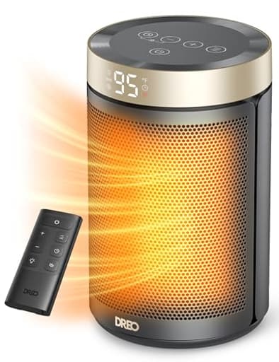 Space Heater, Portable Electric Heaters for Indoor Use with Thermostat and Remote, 2024 Upgraded, Digital Display, 12H Timer, 5 Mode, 1500W PTC Ceramic Fast Safety Heat for Office Bedroom Home