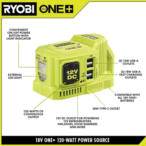 18V ONE+ 120-Watt Power Source with 12V Output