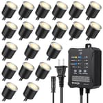 Dimmable LED Deck Lights with Timer and Photocell Sensor and Protecting Shell φ32mm,20Pack Outdoor LED Smart Deck Lighting IP67 Waterproof for Garden,Yard Stair, Patio, Floor Decoration