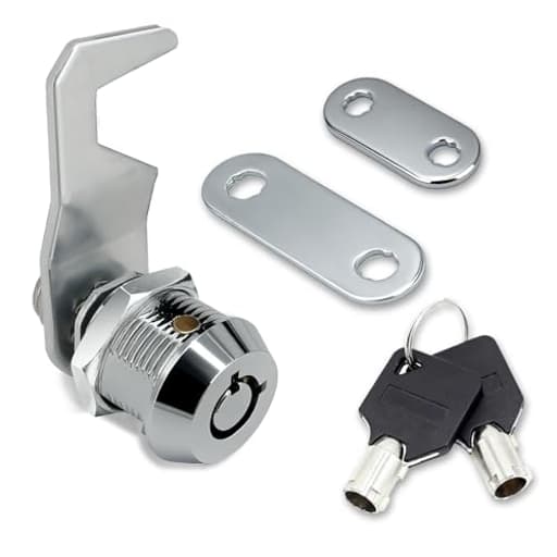 1Pack Toolbox Lock with Keys 5/8 Inch Cabinet Locks Keyed Alike Tubular Cam Lock Hook Cam with Zinc Alloy