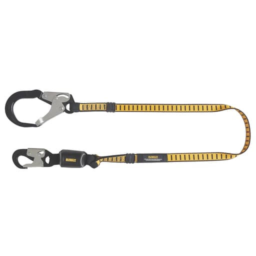 6 Ft. Lanyard, Single, External Absorber, with Aluminum Snap Hooks on D-Ring End and Aluminum Rebar Hook on Anchor End