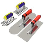 Concrete Tools Set Stainless Steel Flat Finishing Trowel and Pool Trowel Plus Concrete Edger and Groover Stucco Cement Kit Masonry Construction Hand kit