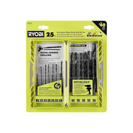 25 PC. Black Oxide Hex Shank Drill Bits