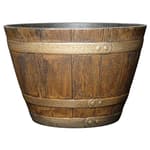 Whiskey Barrel Planters - Wooden Finish Flower Planter Pot - Decorative Garden Pots - Indoor & Outdoor Resin Planters - Weather-Resistant Planting Pots