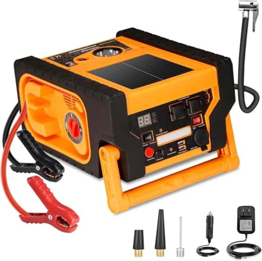 2000 Amp Jump Starter with Air Compressor, acetek Solar Car Battery Jump Starter 260 PSI Tire Inflator, 22000 mAh 12V Auto Lead-Acid Battery Booster with LED Light & USB Output