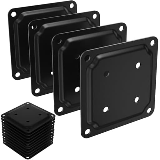 12 Pack 4" x 4" Wood Post Plate Connector, Powder-Coated Decking Post Base, Wood Fence Post Anchor, Deck Porch Railing Support