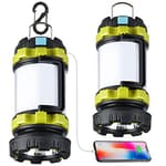 2 Pack Camping Lantern, Outdoor Led Camping Lantern, Rechargeable Flashlights with 1000LM, 6 Modes, 4000mAh Power Bank, IPX5 Waterproof Portable Emergency Camping Light for Hurricane Hiking