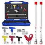 9PCS Airless Paint Sprayer Accessory Set with 5Pcs Reversible Airless Spray Nozzle,2Pcs 30CM Extension Rod, 1Pcs Nozzle Tip Guards and 1Pcs Airless Paint Spray Gun Swivel Joint