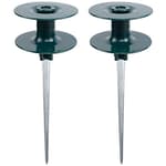 10 Inch Garden Hose Guide Spike, Rust Free Zink Sturdy Metal Stake, Heavy Duty Dark Green Spin Top, Keeps Garden Hose Out of Flower beds, for Plant Protection, 2 Pack