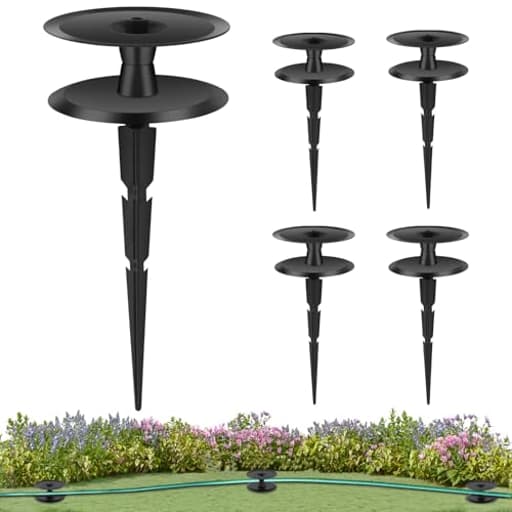 4PCS Garden Hose Guide Spike, Metal Hose Guides for Garden Heavy Duty, Cast Iron Garden Hose Guides for Outside, Rustproof Coated Hose Guide Stakes for Lawn & Yard, Plant & Flower Bed Protection