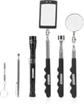 20736A (6) Piece Set, Magnetic Tool & Telescoping Mirror Set, Adjustable Telescoping Magnetic Pickup Tool, Flashlight 15lb Retriever Tool, 360 Swivel, Magnet Mirror, Magnetic Tools for Mechanic