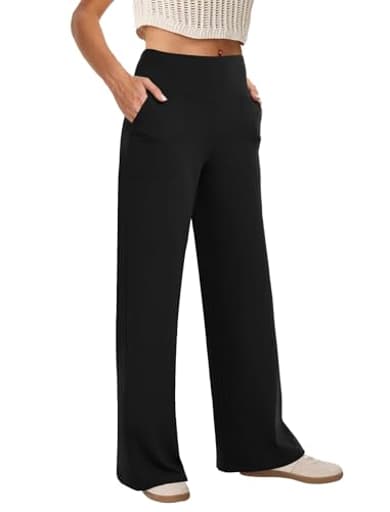 Wide Leg Pants Woman High Waist Yoga Pants with Pockets Loose Stretch Dress Work Sweatpants Casual Lounge